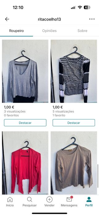 Caixa com 60 peças de roupa