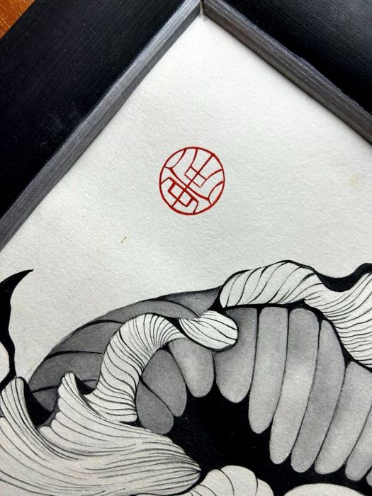 Картина з рибою у деревьяній рамі на продаж