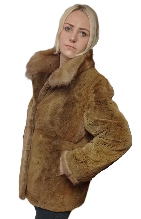 Kurtka damska z epilowanej norki z wykończeniem z futra sobola