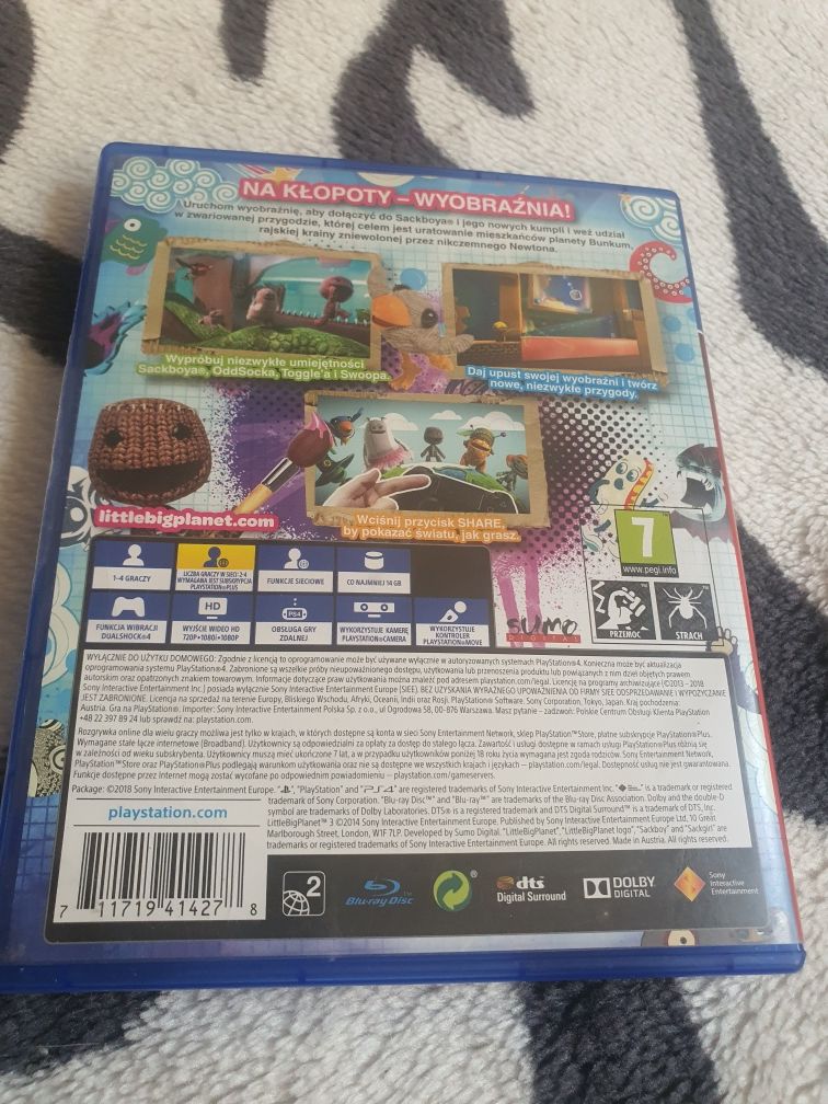 Gra na Playstation 4,5 Little Big Planet 3 1 wlasciciel