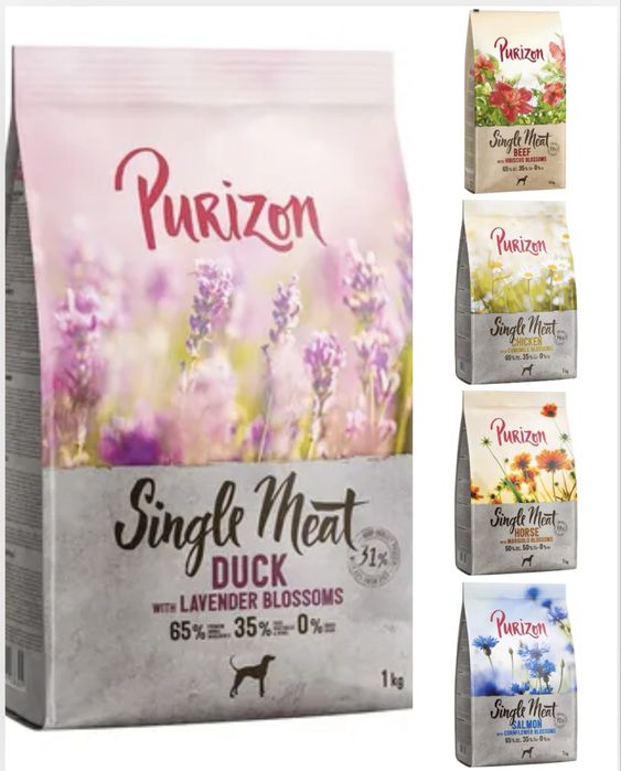 Putizon Single Meat sucha karma dla psa 9 kg! (9x1kg) mix smakowy