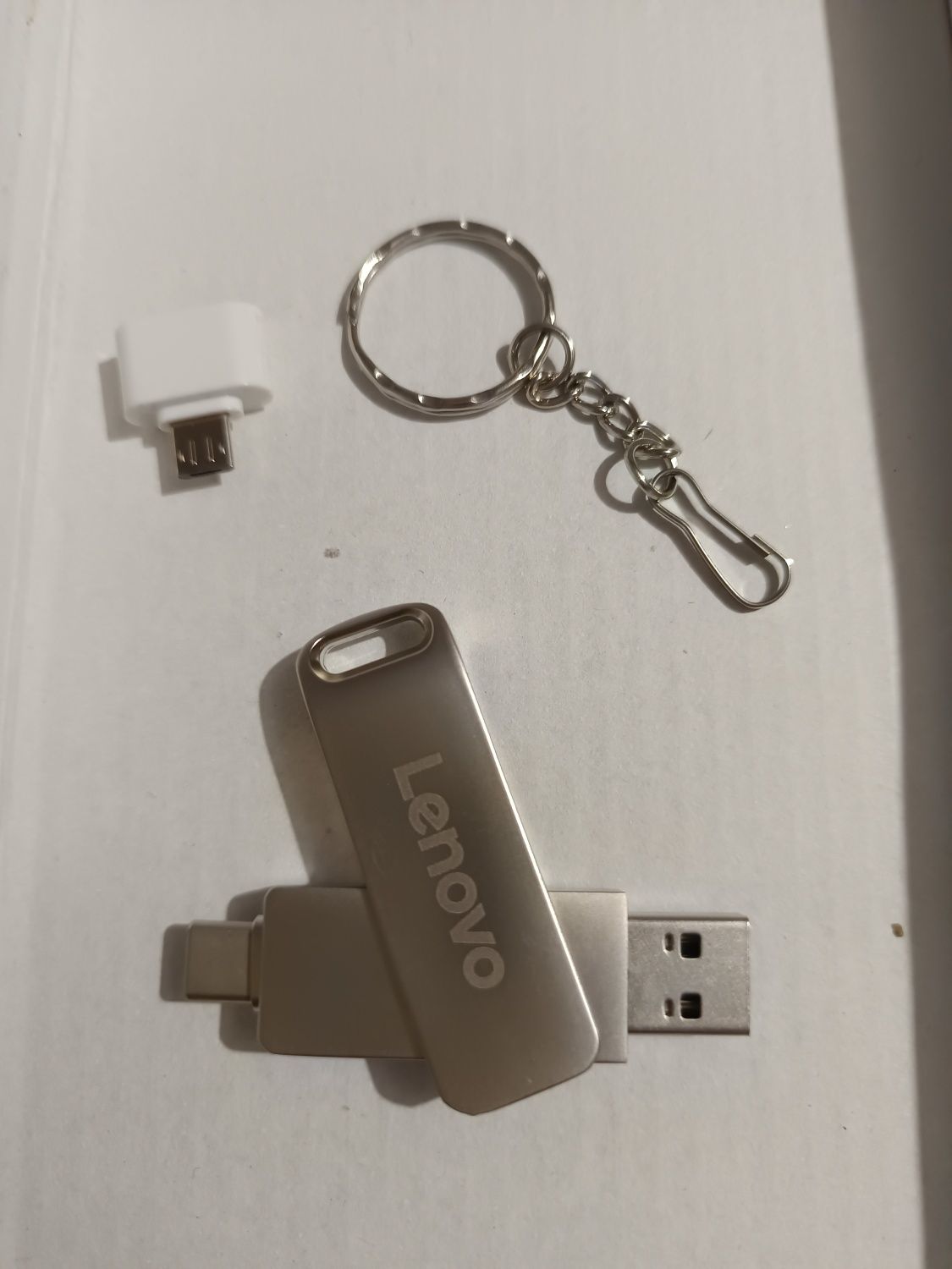 Pendrive Lenovo 256 GB, Metalowy, Obrotowy Typ C & USB + Adapter