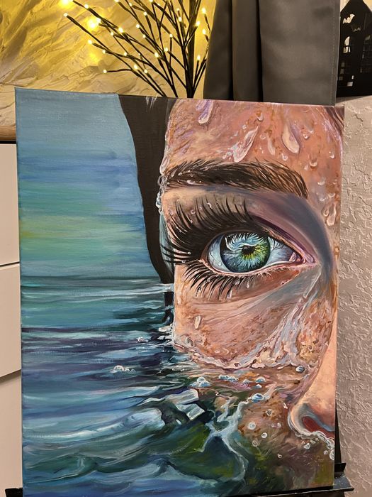 Atmosferyczny obraz olejny ocean w oczach 50*40