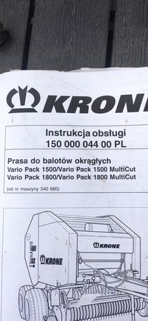 Instrukcja obsługi prasy Krone Vario pack  Multi cut
