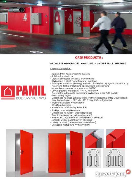 Drzwi Stalowe Techniczne Uniwersalne Metalowe Malowane rozmiar 90 cm