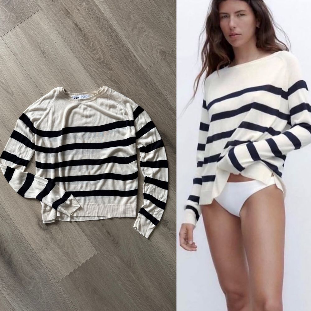Кофта вільного фасону оверсайз у смужку біла чорна zara s