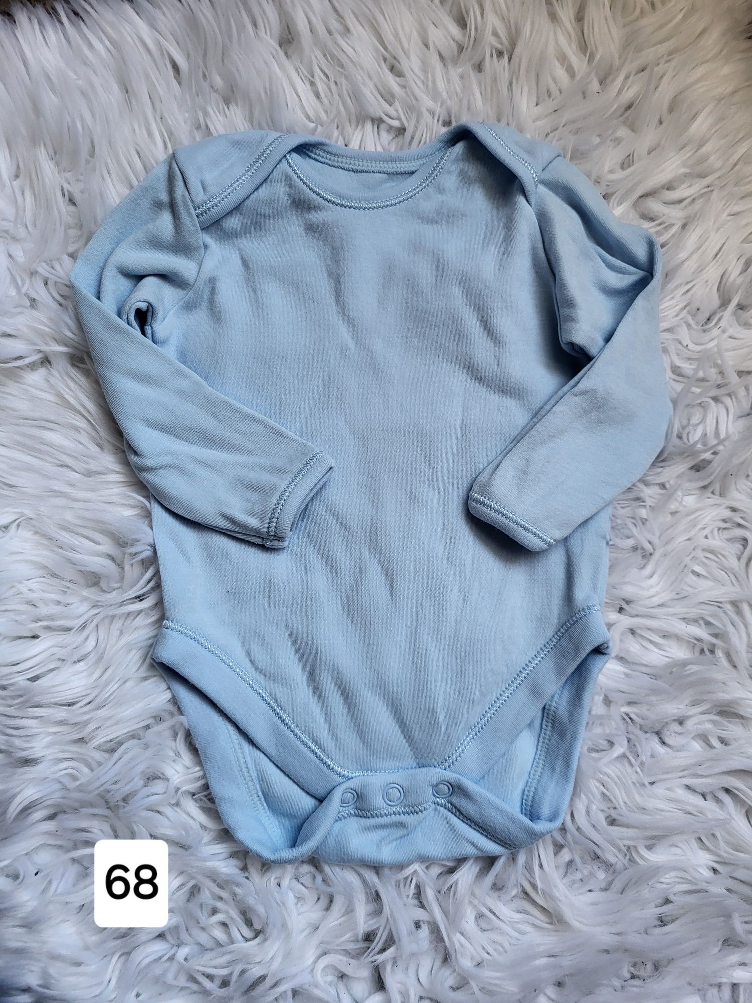 Nowe błękitne, jasnoniebieskie - niebieskie body długi rękaw 3-6 m 68,