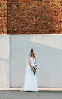 Suknia ślubna rustykalna ivory, koronkowa + tiul