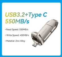 Флешка MOVESPEED 256GB. 520MB/s USB 3.2 Type C. Флеш-диск