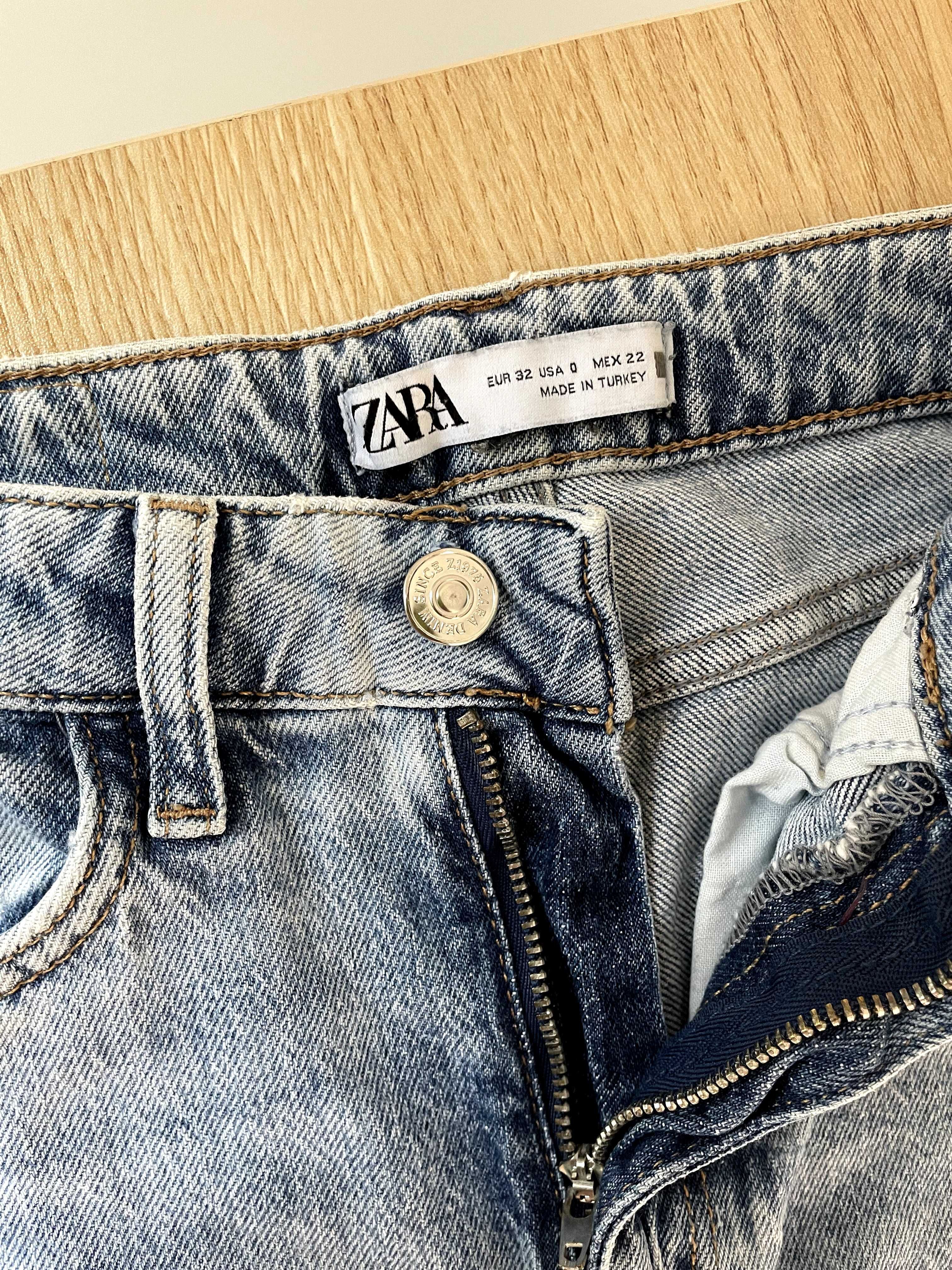 Niebieskie dżinsy ZARA z wysokim stanem