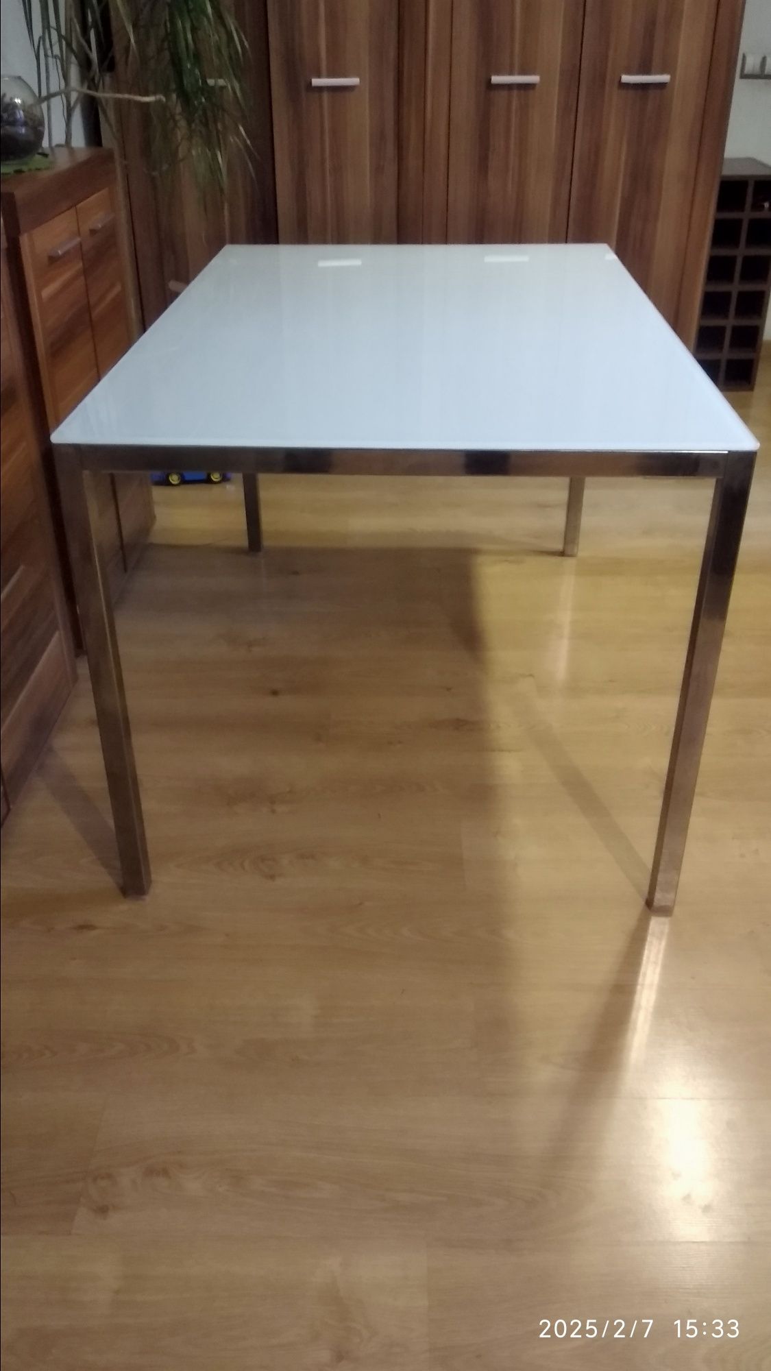 Stół chrom połysk  szklany blat 135 x 85