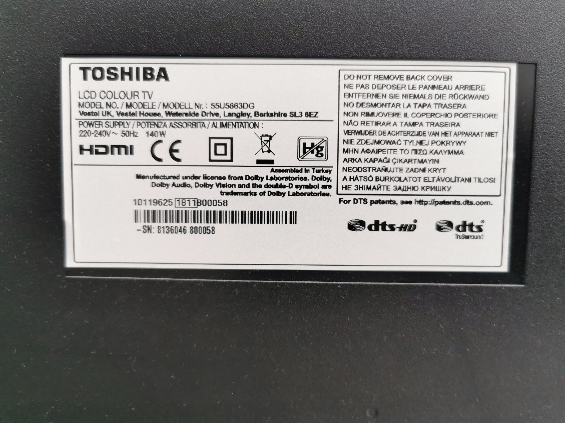 Telewizor TOSHIBA 55U5863DG 55cali