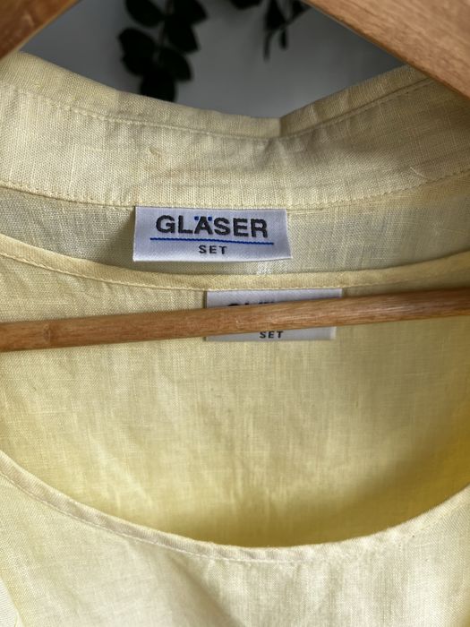 100% lniany komplet koszula i top zolty 42 xl len