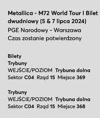 Sprzedam bilety na koncert zespołu Metallica