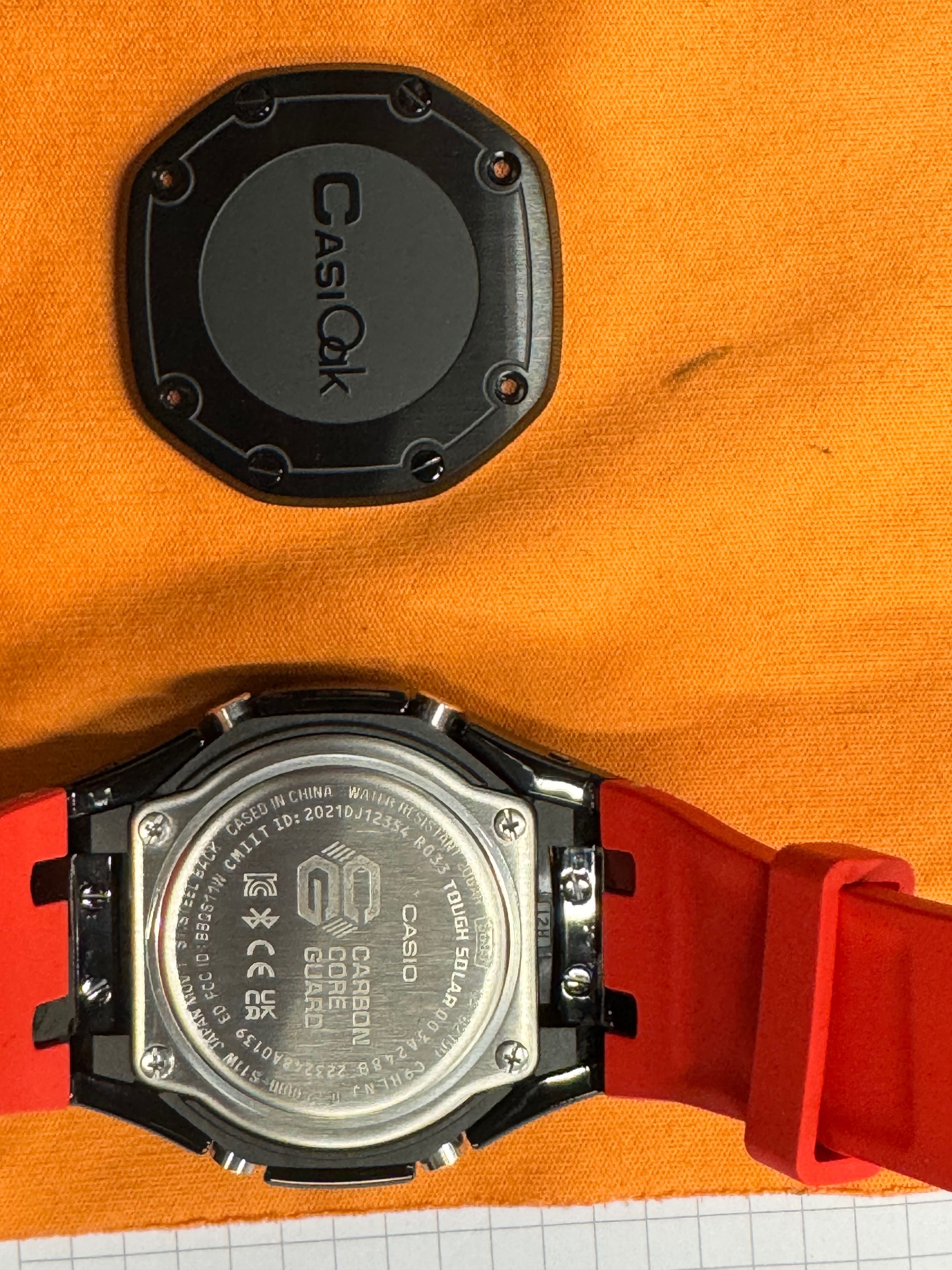 casioak ga-b2100bnr g-shock custom czarny + czerwony pasek full set ap