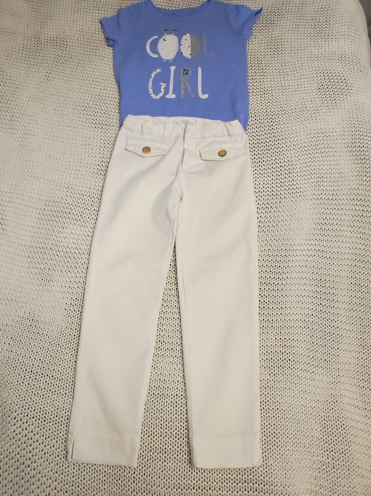 Spodnie Zara rozmiar 128 z koszulką Cool club