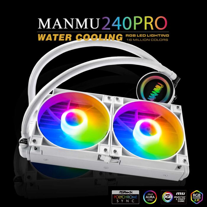 Водянка СЖО Manmu Біла ARGB 240мм White Intel AMD AM4 AM5 Intel s1700