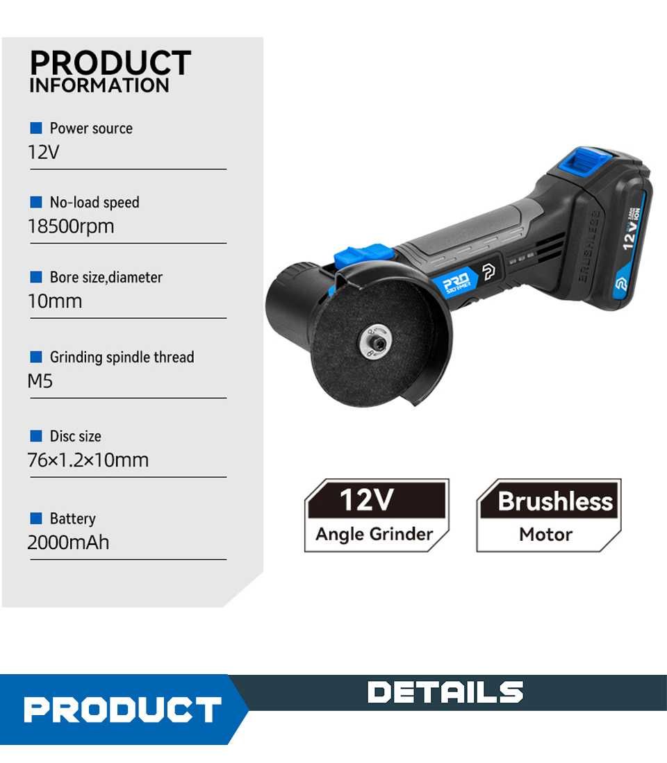 857 - Mini rebarbadora 12v 18500rpm bateria 2000mah discos 10mm