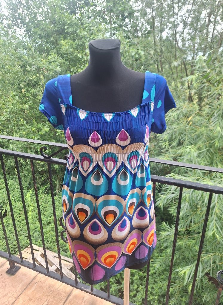 Letnia bluzka damska boho casual nowoczesny design modne wzory M/L