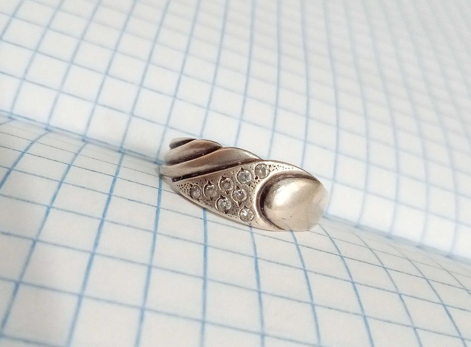 Перстень кольцо з камушками. Срібло 875 проба. Вінтаж