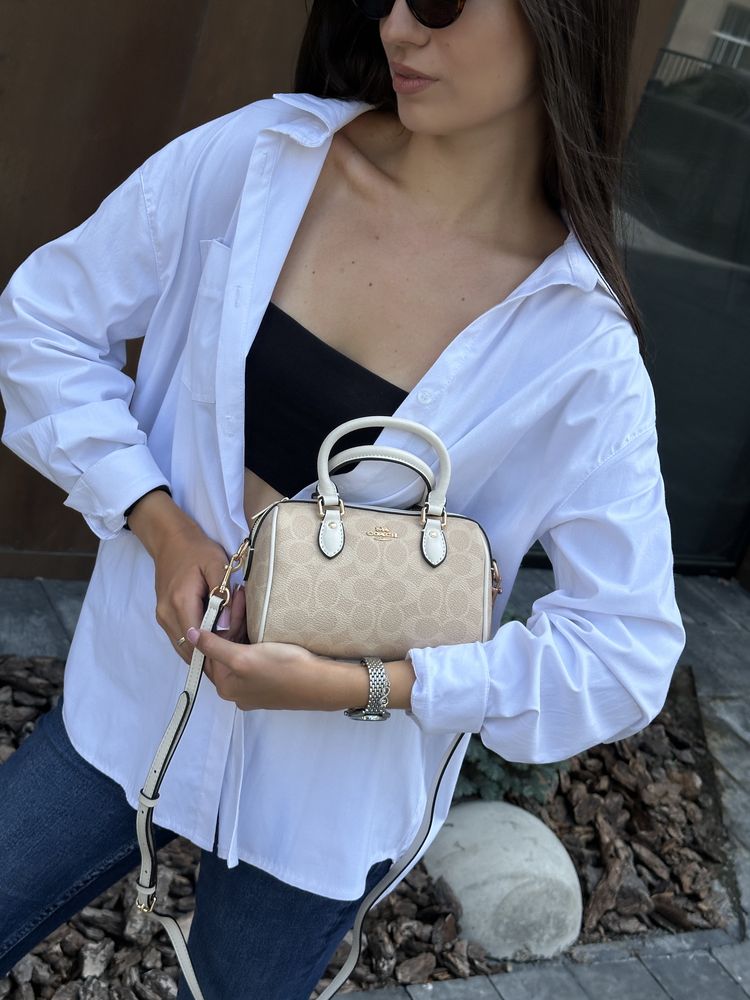 Сумка Coach Rowan Satchel In Signature Canvas Beige/Ginger