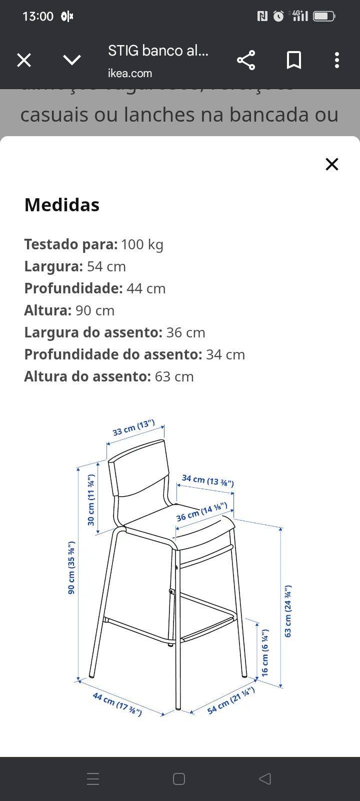 Mesa e cadeiras altas IKEA conjunto