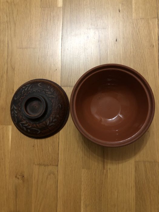 Глиняний горщик з кришкою глечик керамічний горщик для запікання