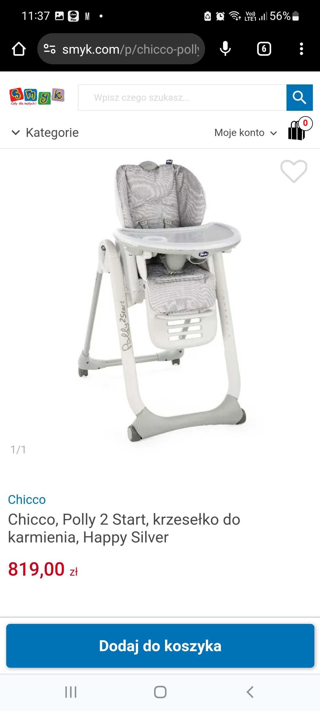 Krzesełko do karmienia Chicco Polly 2 start