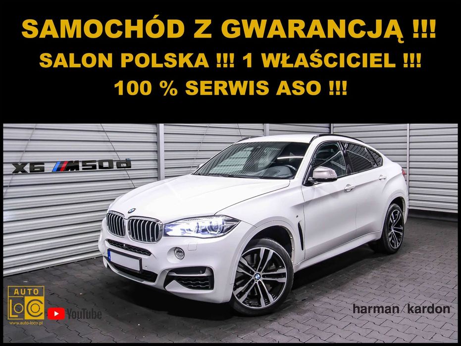 BMW X6 M50d XDRIVE + AUTOMAT + Salon POLSKA + 100% Serwis BMW =Brutto VAT 23%