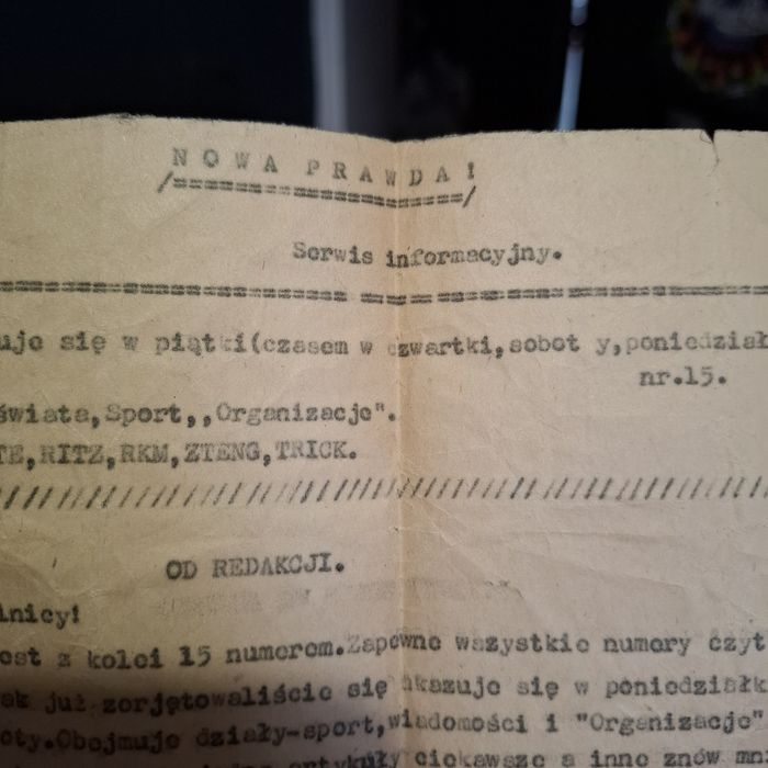 Maszynopis z tytułem Nowa Prawda