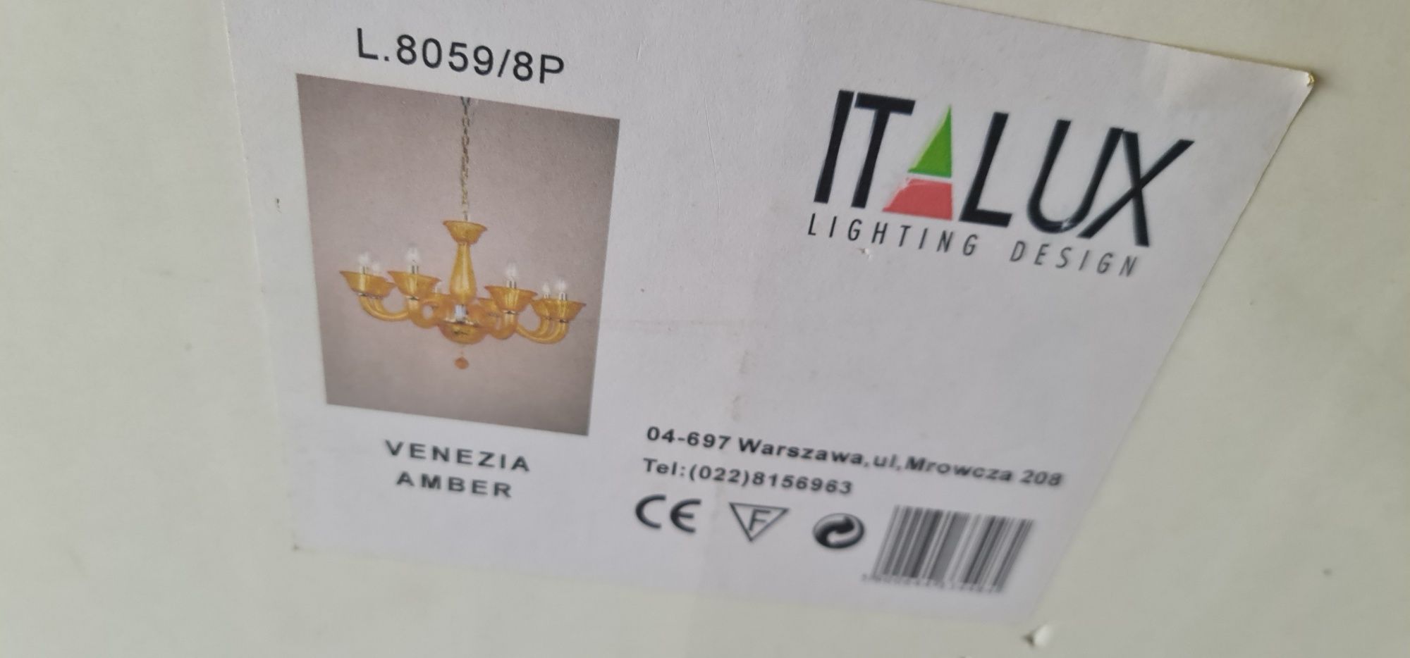 żyrandol szklany kolor amber italux