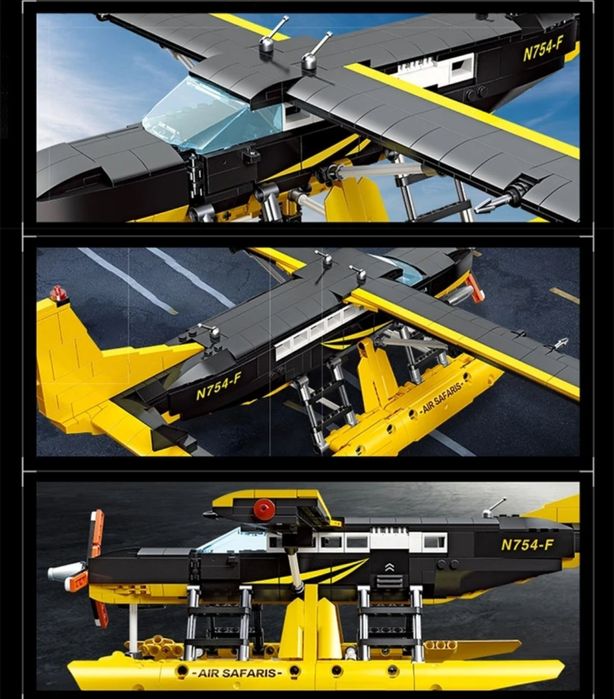 Конструктор детский водный самолет CESSNA208 амфибия 738шт блоков LEGO