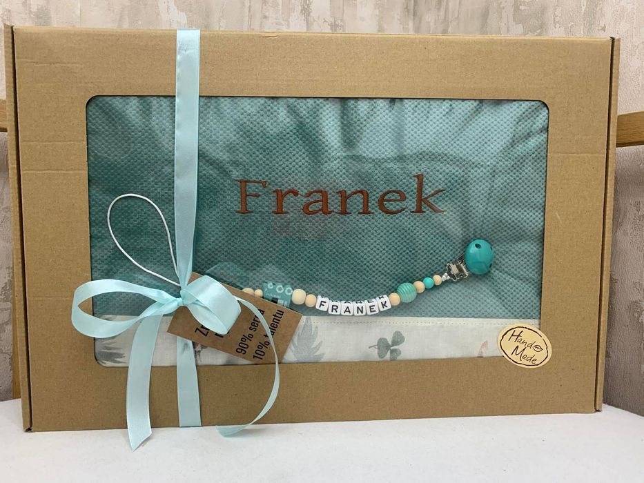 Franek zawieszka do smoczka kolderka literki