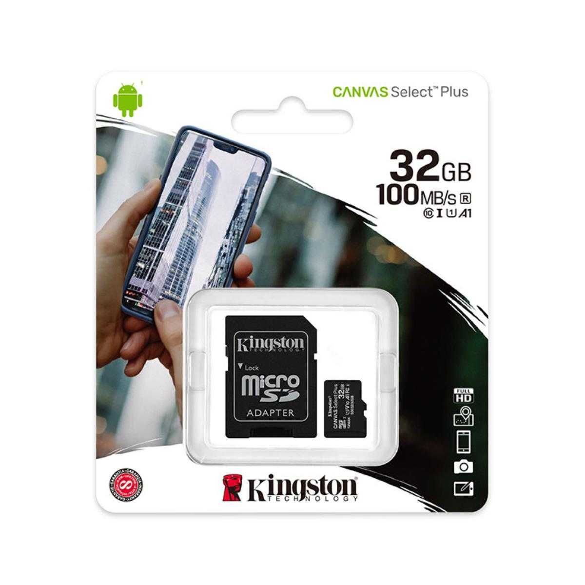 Cartão MicroSD Kingston Canvas Select Plus 32GB C10 + Adaptador