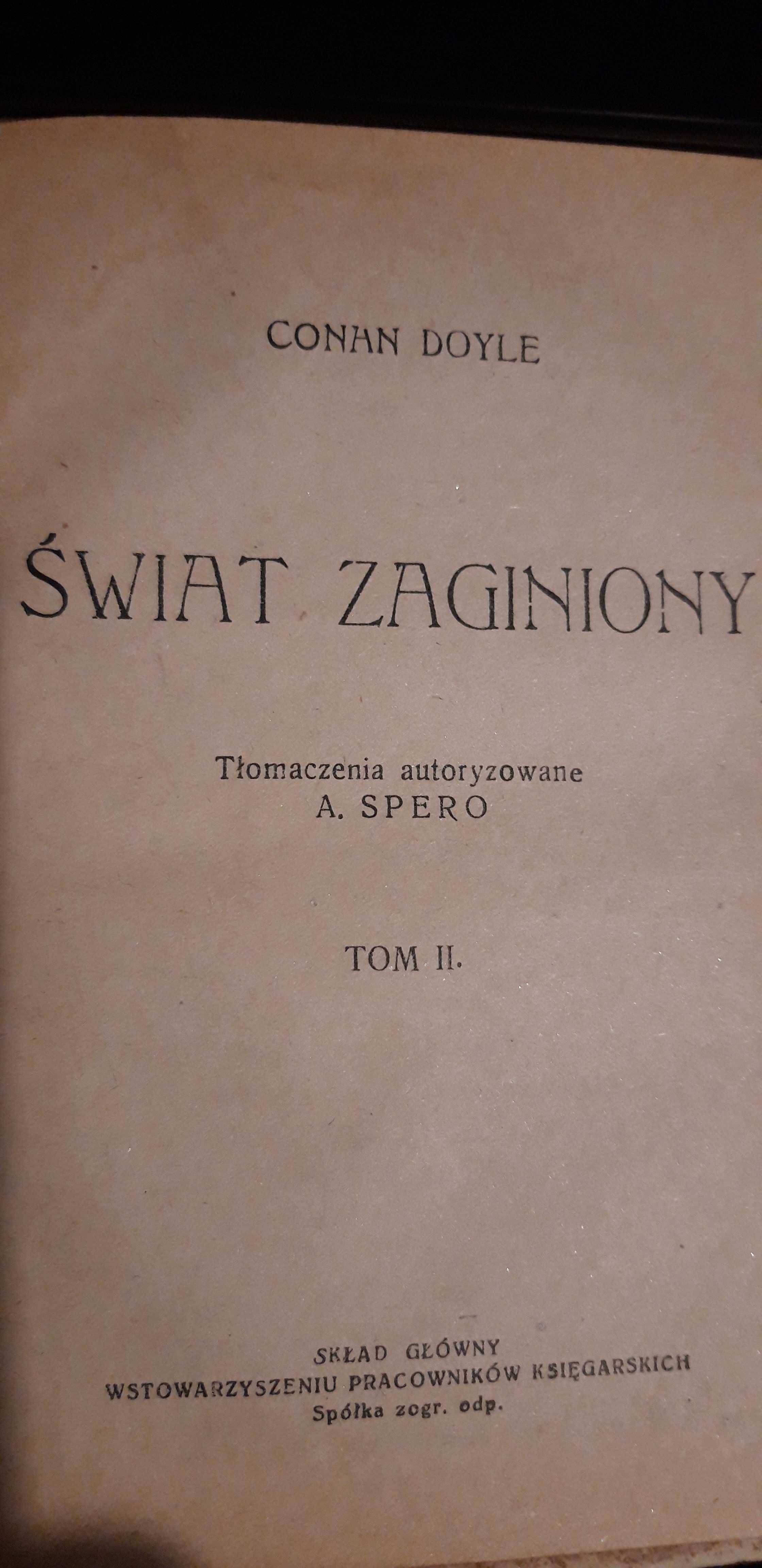 Świat  Zaginiony, t.1-2 -CONAN DOYLE-   W-wa 1926, opr., rzadkie
