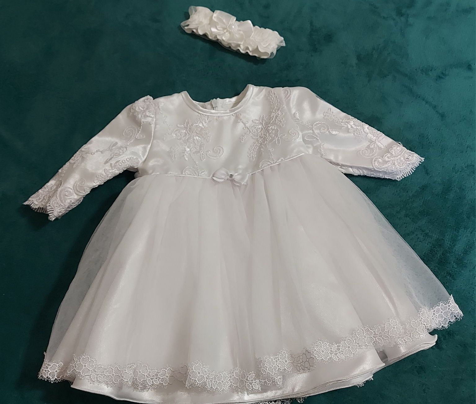 Sukienka opaska na chrzest lub roczek 68