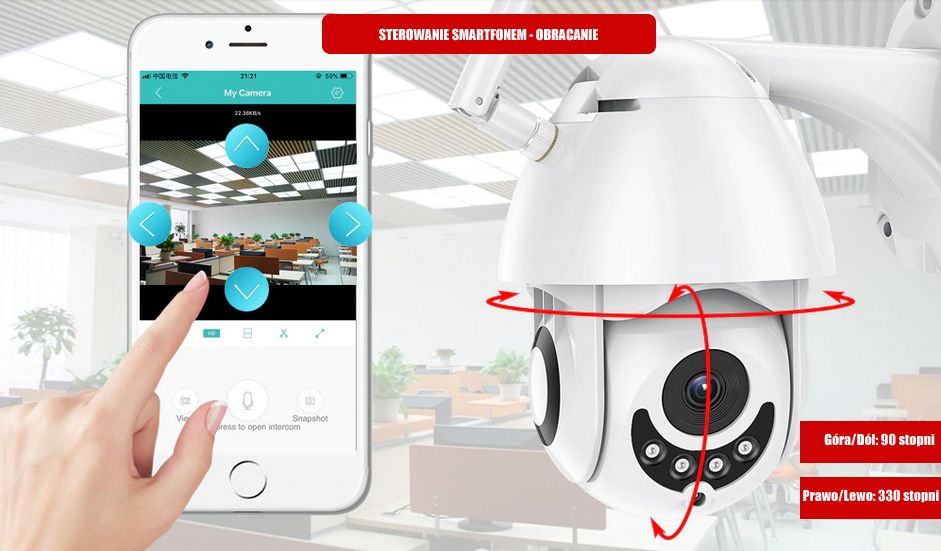 Obrotowa zewnętrzna smart kamera, monitoring