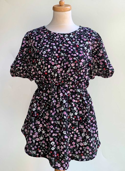 Bluzka Ciążowa Czarna Kwiatki New Look Maternity XL 42 Tunika
