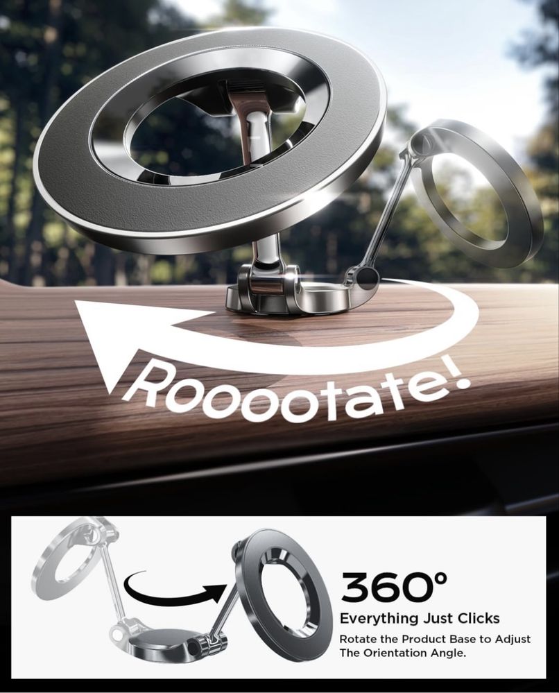 Suporte de Telemóvel Lisen 2E785 Magnético – Rotação 360º – Novo