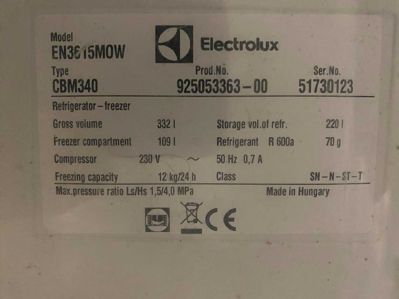 Холодильник Electrolux EN3615MOW ( 185 см) з Угорщини