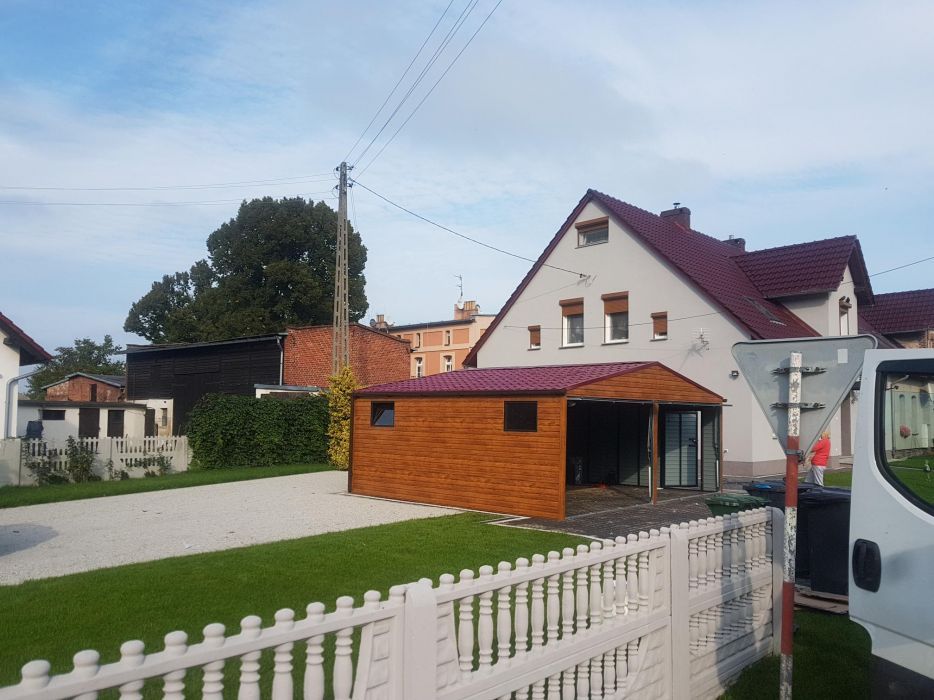 Garaż blaszany drewnopodobny 6x6 | Blachodachówka | Profil zamknięty