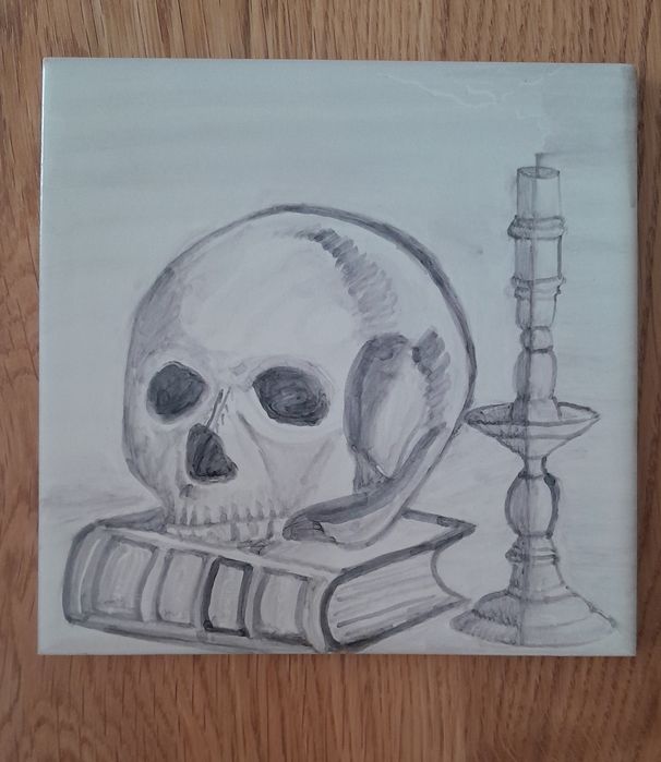Azulejo com representação de Vanitas