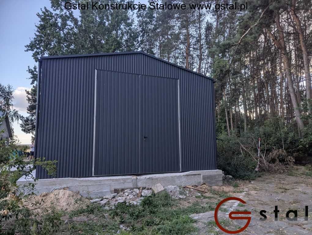 wiata blaszana hala garaż 12x6 ściana 3,5 antracyt 7016 profil ocynk