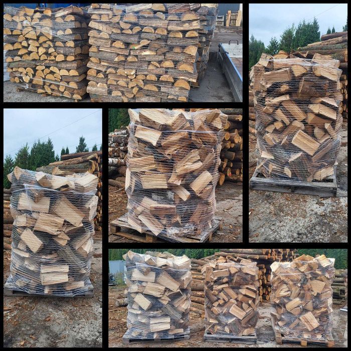 Drewno Dąb Grab Brzoza kominkowe drzewo opałowe suche świeże układane