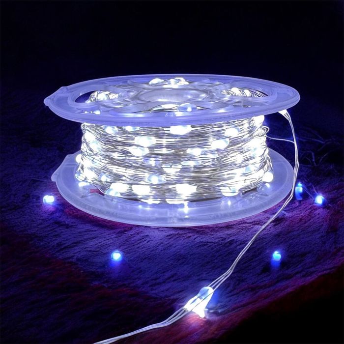 Гірлянда Капля роси 50м, 100м, 200 м від мережі срібний дріт (преміум)