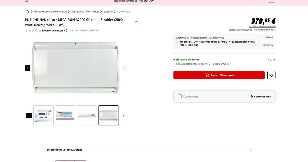 Grzejnik energooszczędny z płytą żeliwną 2000w WIFI Tuya