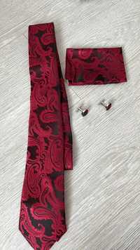 Zestaw meski: krawat, poszetka, spinki do koszuli