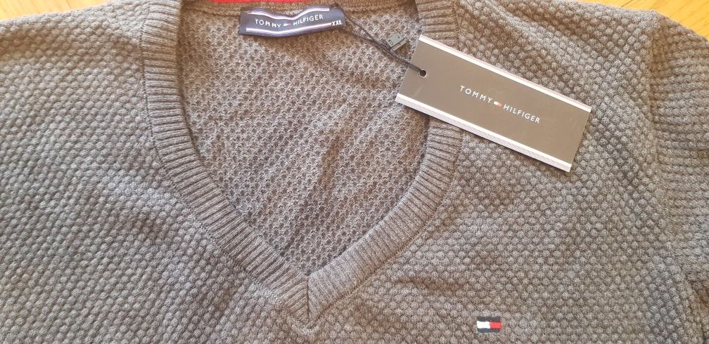 Tommy hilfiger swetr sweter nowy metki L xl xxl damski szary stalowy