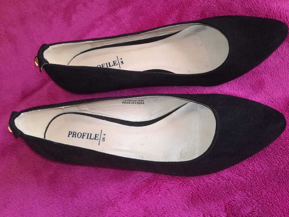 Czarne szpilki zamszowe na obcasie niskim czarne r.36 nowe nieużywane