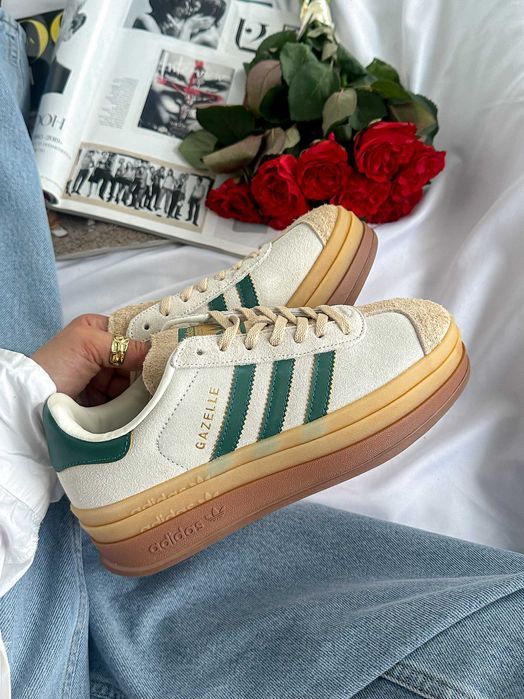 Кросівки Adidas Gazelle Bold Beige/Green premium
